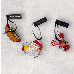 *NEW* Novelty Metal Christmas Santa, Hot Dog, Lobster Ornament-Easy Tiger